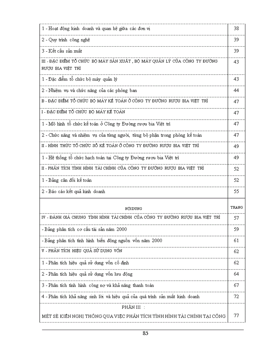 image for page Bảng cân đối kế toán với việc phân tích tình hình tài chính của Công ty đường rượu bia Việt trì 1