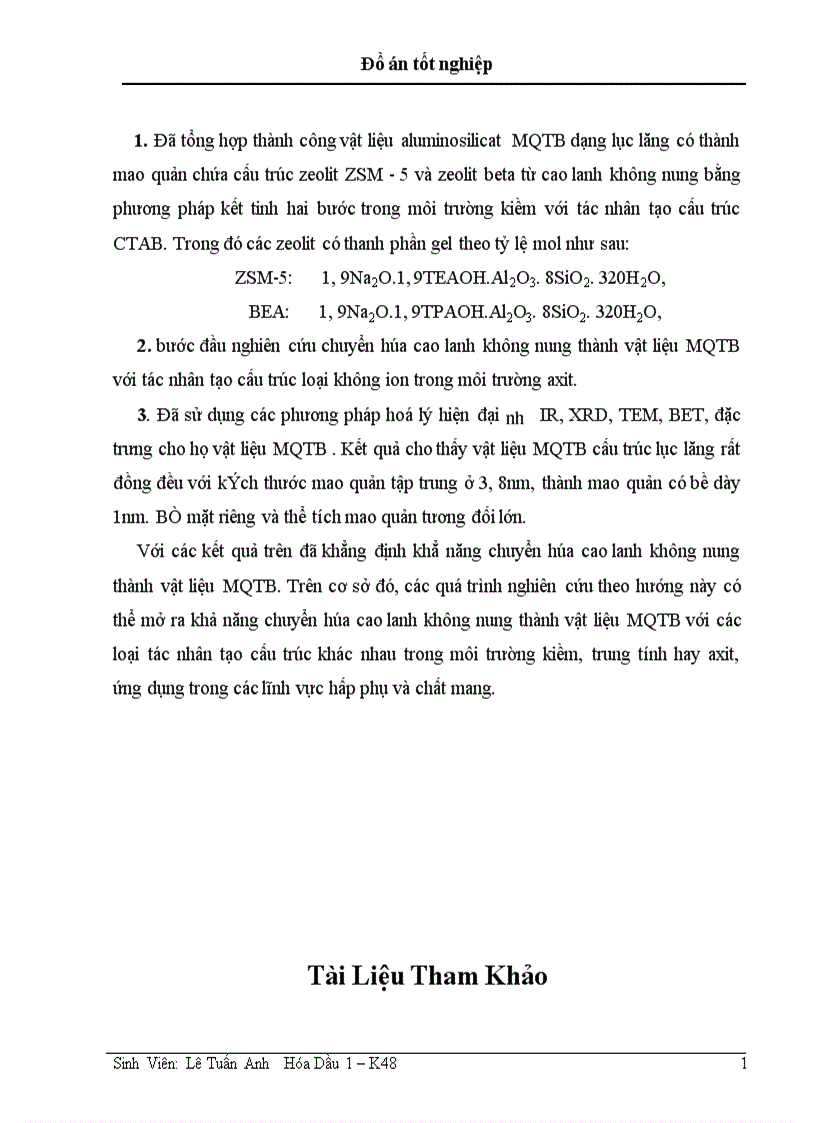 image for page nghiên cứu tổng hợp vật liệu aluminosilicat mao quản trung bình chứa cấu trúc zeolit từ cao lanh không nung