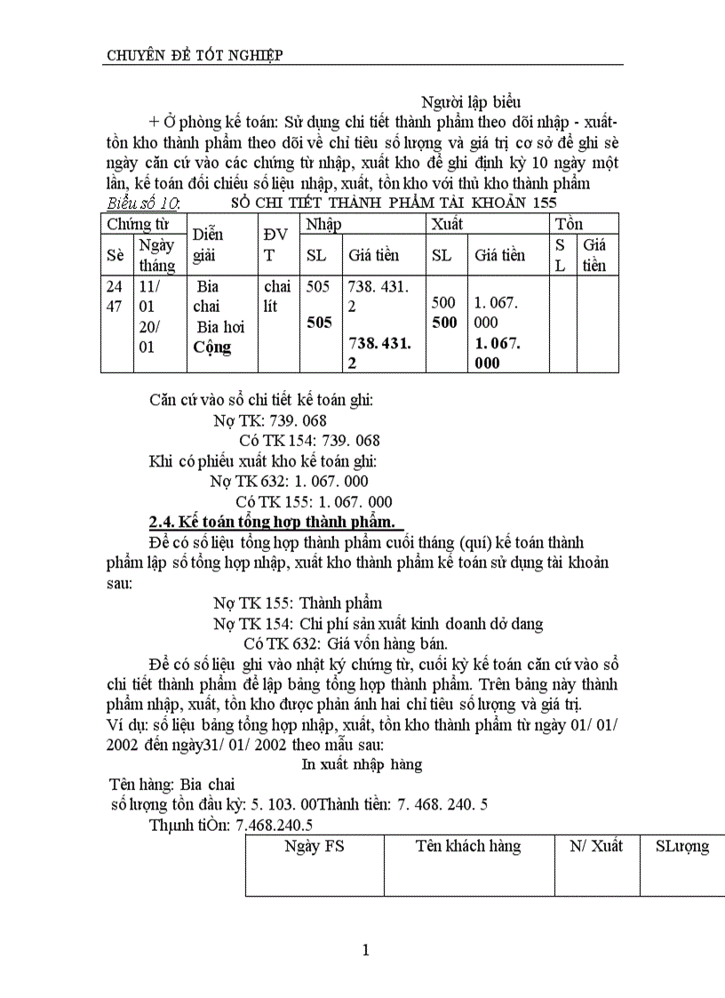 image for page Tổ chức hạch toán thành phẩm và tiêu thụ thành phẩm ở xí nghiệp Bia Quang Trung 1