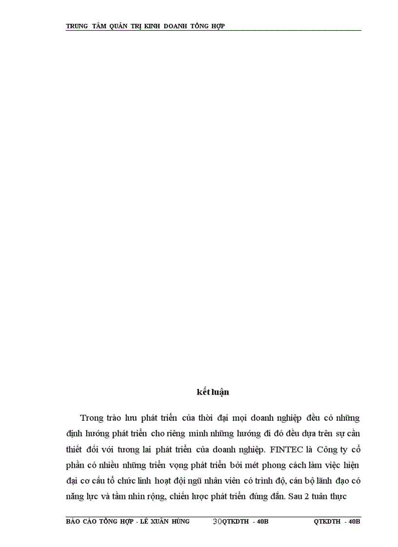 image for page Báo cáo thực tập tại Công ty cổ phần fintec