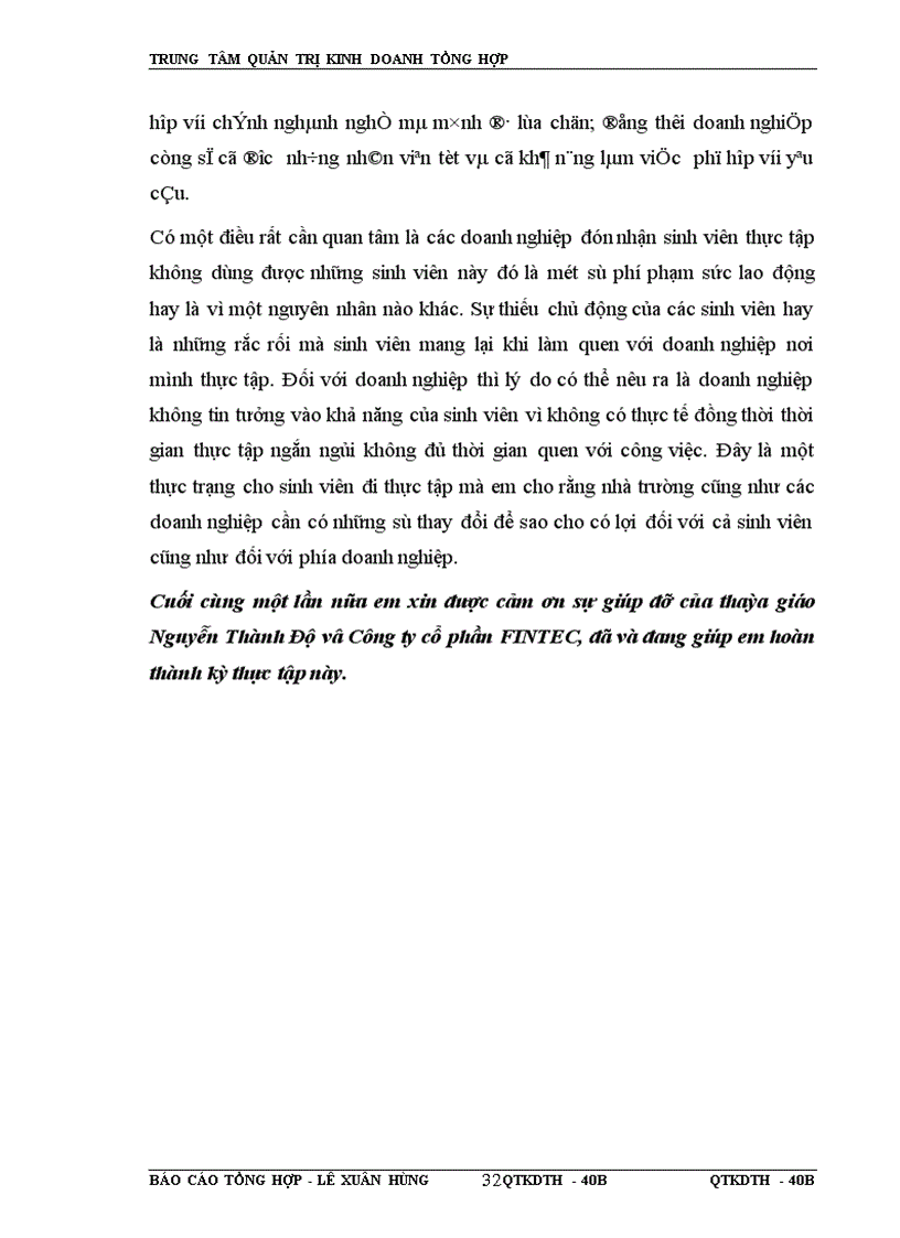 image for page Báo cáo thực tập tại Công ty cổ phần fintec