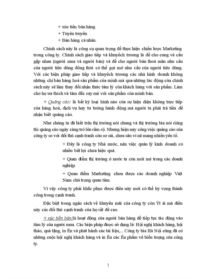 image for page Chiến lược Marketing mix cho cạnh tranh nhãn hiệu của công ty bia Hà Nội 1