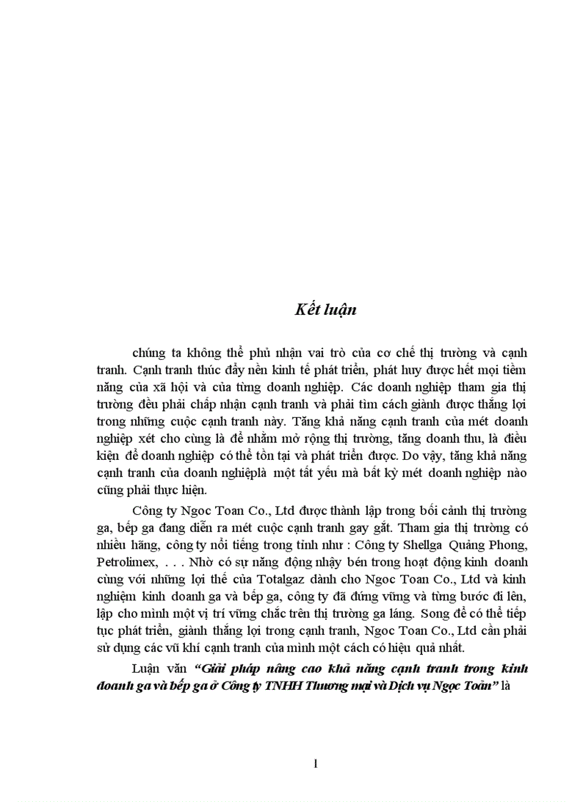 image for page Giải pháp nâng cao khả năng cạnh tranh trong lĩnh vực kinh doanh Gaz và Bếp ga ở Công ty TNHH Thương mại và Dịch vụ Ngọc Toản 1