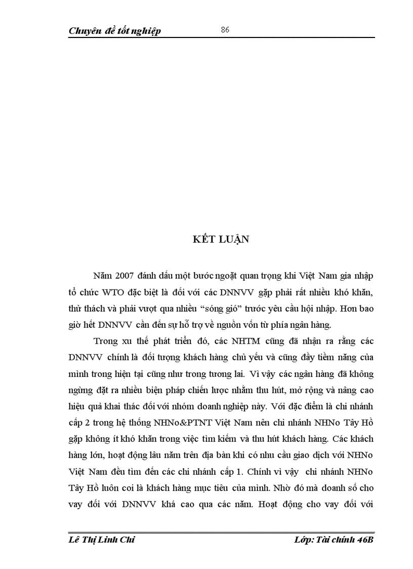 image for page Nâng cao chất lượng cho vay đối với doanh nghiệp nhỏ và vừa tại ngân hàng nông nghiệp và phát triển nông thôn Tây Hồ