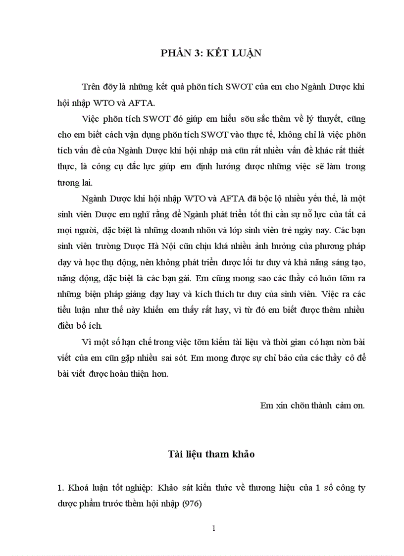 image for page Tập phân tích SWOT cho ngành Dược Việt Nam khi hội nhập AFTA và WTO