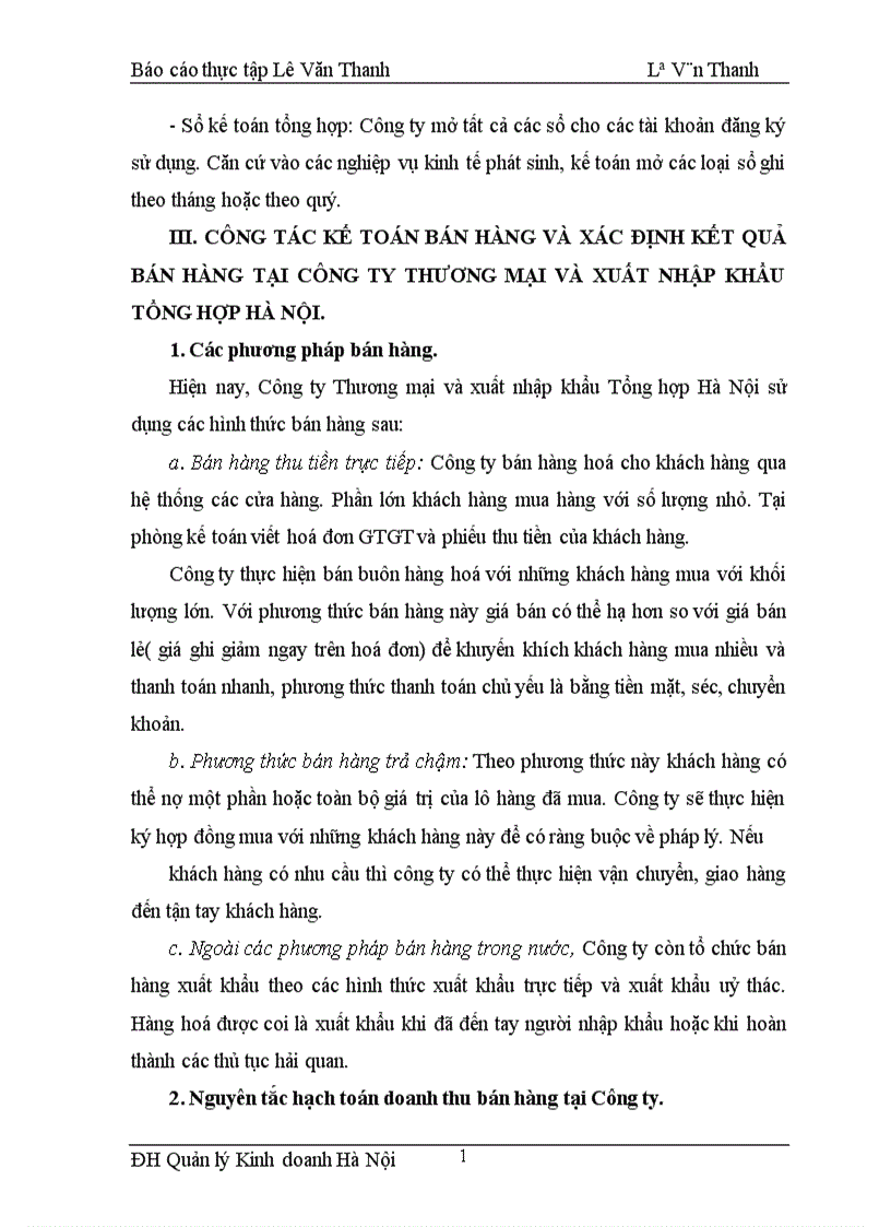 image for page Tổ chức công tác kế toán bán hàng và xác định kết quả bán hàng tại Công ty Thương mại và xuất nhập khẩu Tổng hợp Hà Nội 1