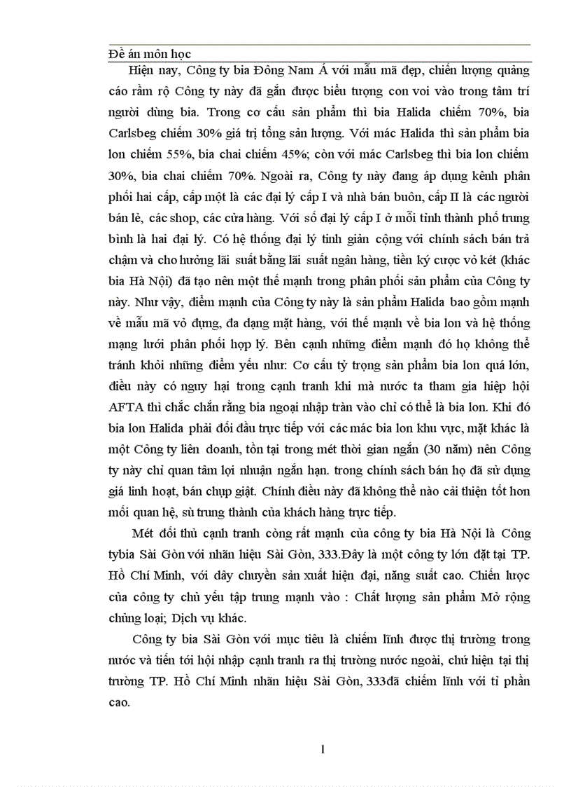 image for page Thực trạng về cạnh tranh trên thị trường BIA tại Miền Bắc và một số giải pháp trong cạnh tranh của công ty Bia Hà Nội 1