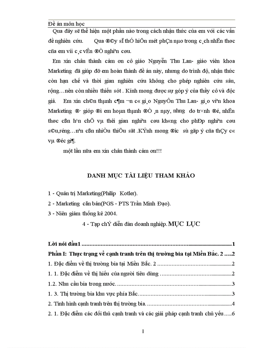 image for page Thực trạng về cạnh tranh trên thị trường BIA tại Miền Bắc và một số giải pháp trong cạnh tranh của công ty Bia Hà Nội 1