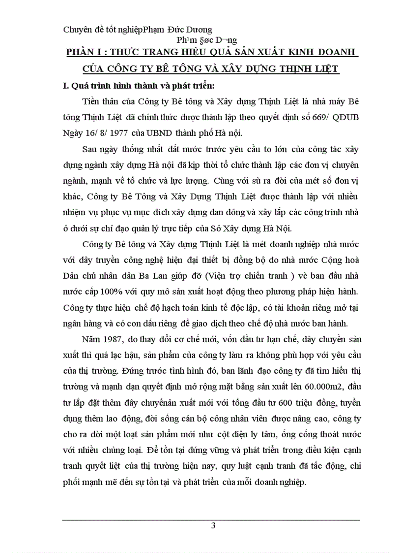 Một số giải pháp nhằm nâng cao hiệu quả sản xuất kinh doanh của công ty Bê Tông và Xây Dựng Thịnh Liệt