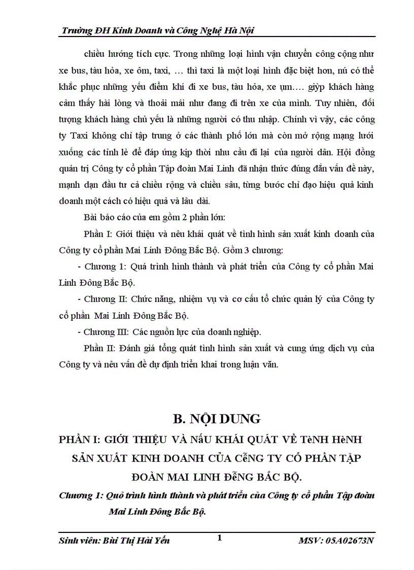 Chiến lược cạnh tranh và thu hút khách hàng của Công ty Cổ phần Mai Linh Đông Bắc Bộ 1