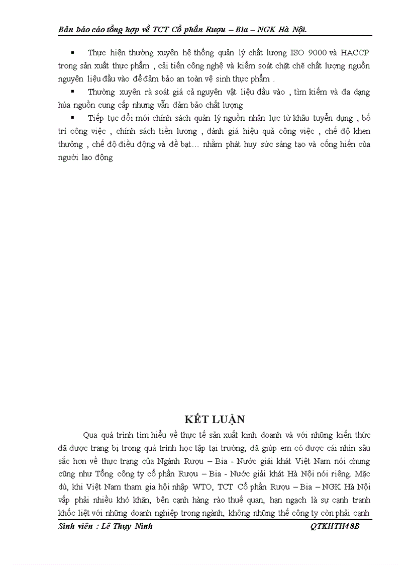 image for page Bản báo cáo tổng hợp về TCT Cổ phần Rượu Bia NGK Hà Nội