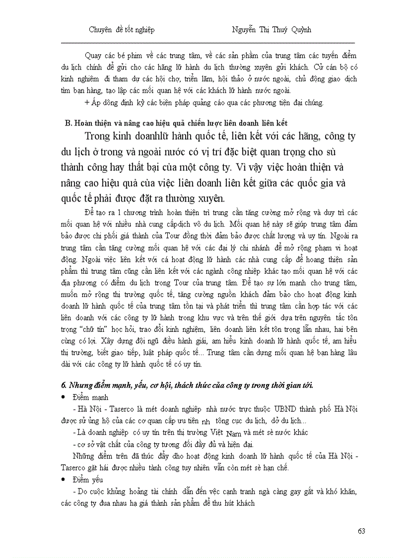 image for page Một số giải pháp nhằm phát triển hoạt động kinh doanh lữ hành quốc tế tại Công ty Du lịch Hà Nội Toserco 1