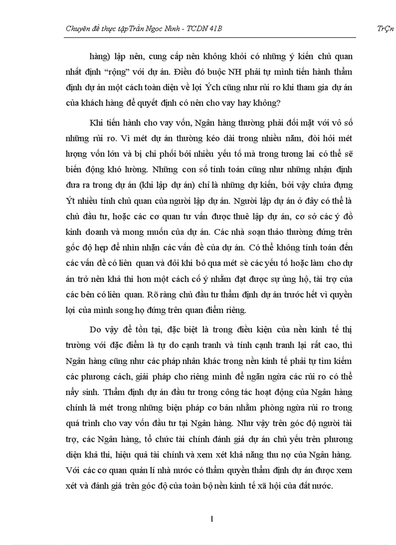 image for page Thẩm định dự án đầu tư của NHTM 1