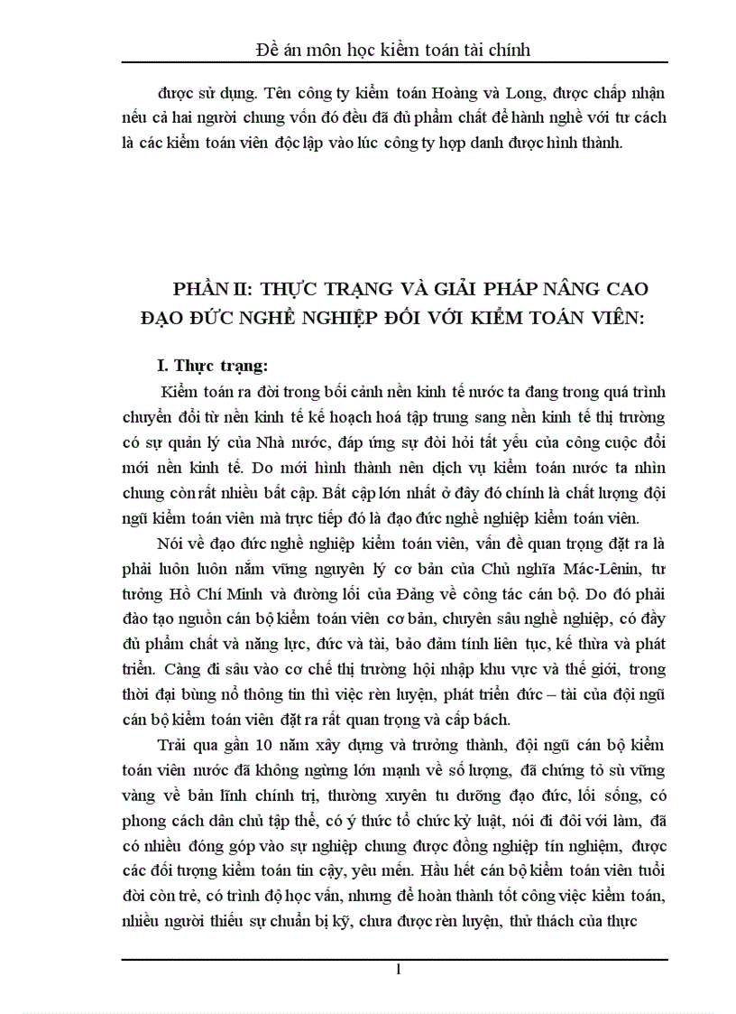 image for page Đề án môn học kiểm toán tài chính