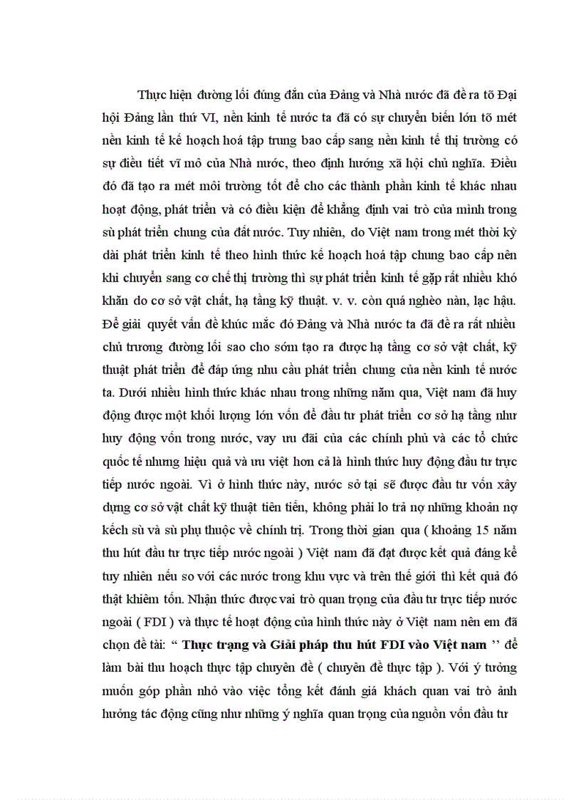 Thực trạng và Giải pháp thu hút FDI vào Việt nam 1