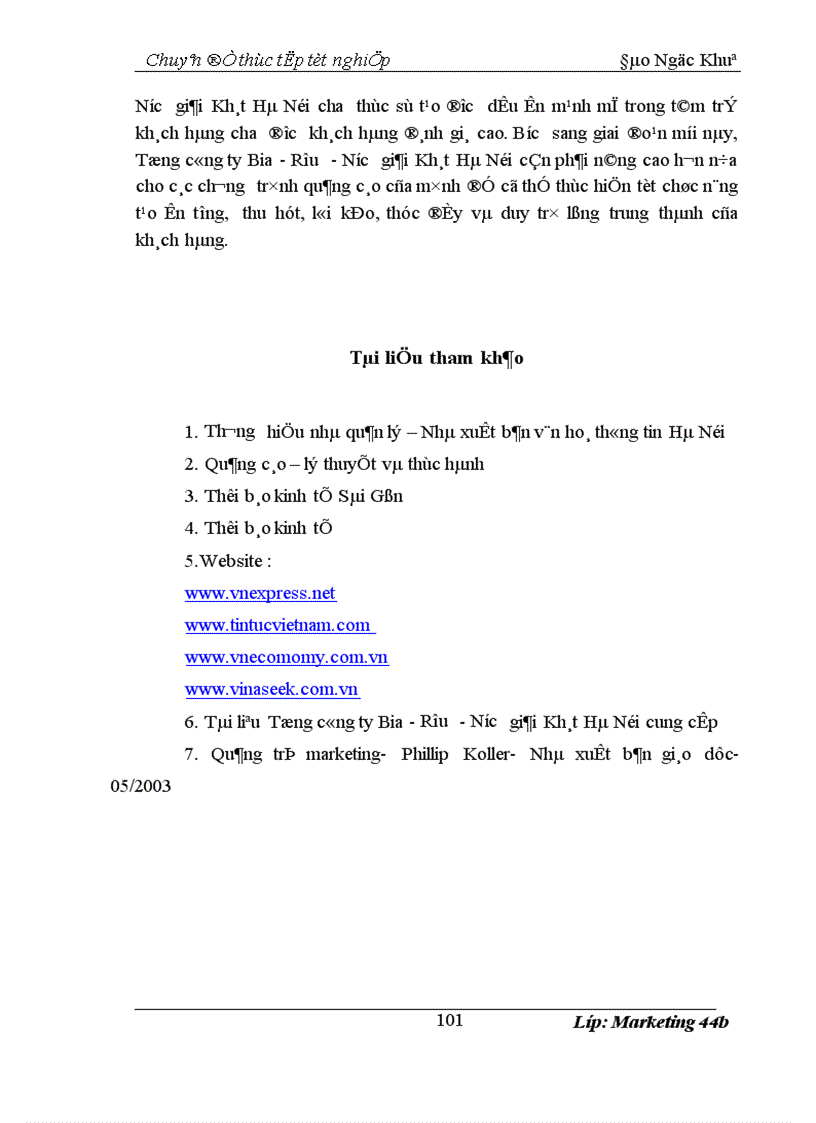 image for page Hoàn thiện chiến lược quảng cáo của Tổng công ty Bia Rượu Nước giải Khát Hà Nội 1