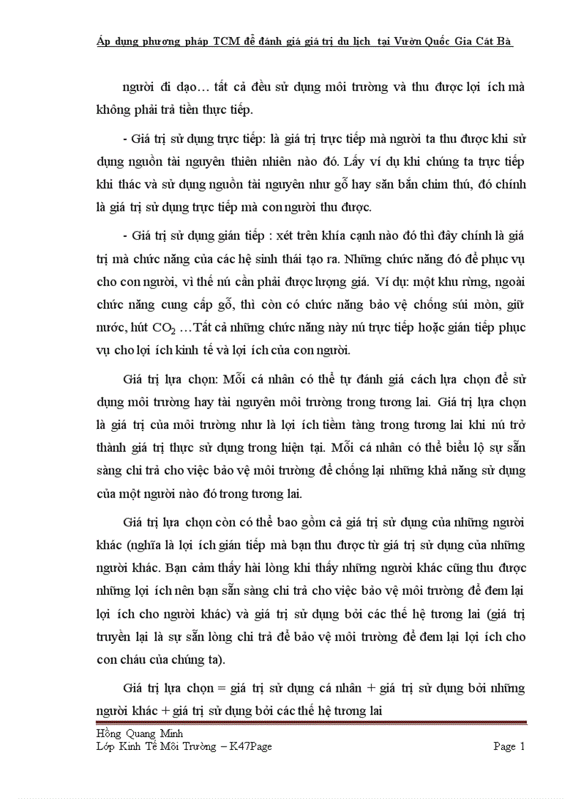 image for page Áp dụng phương pháp TCM để đánh giá giá trị du lịch tại Vườn Quốc Gia Cát Bà tp Hải Phòng 1
