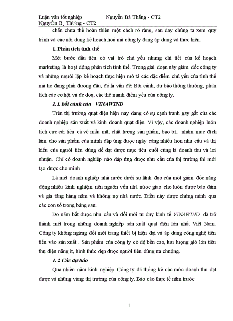 image for page Xây dựng kế hoạch marketing cho công ty trách nhiệm hữu hạn nhà nước một thành viên điện cơ thống nhất VINAWIND 1