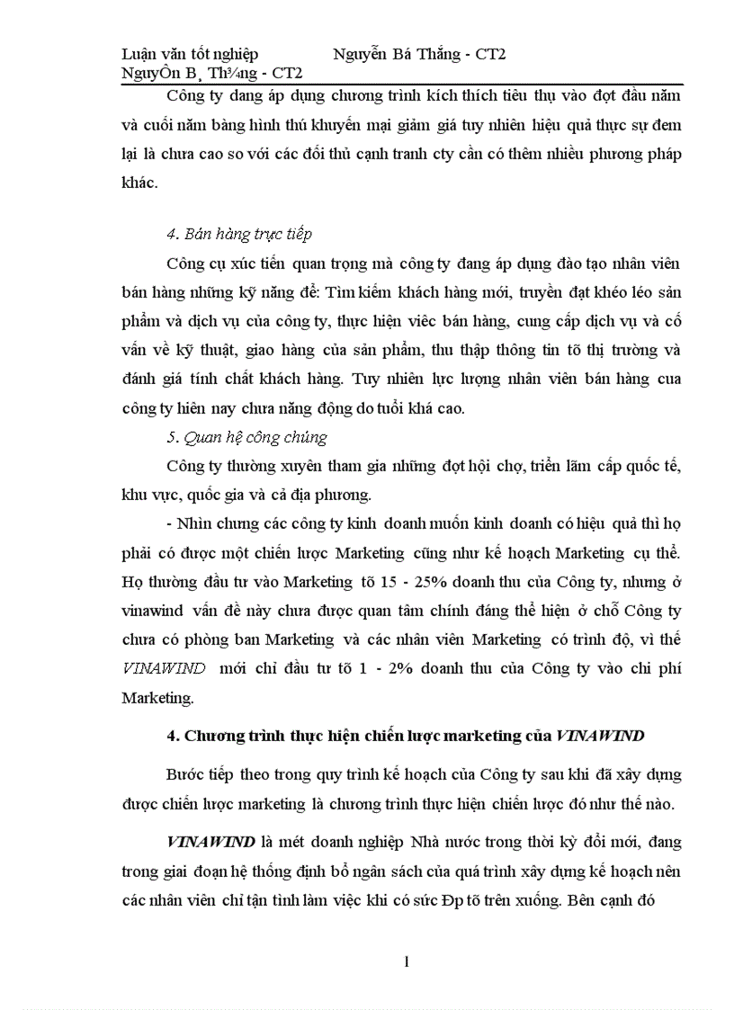 image for page Xây dựng kế hoạch marketing cho công ty trách nhiệm hữu hạn nhà nước một thành viên điện cơ thống nhất VINAWIND 1