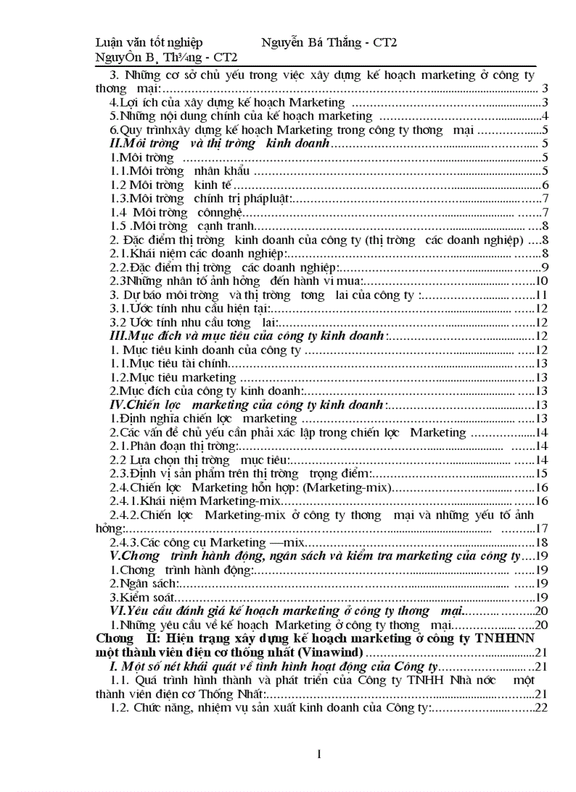 image for page Xây dựng kế hoạch marketing cho công ty trách nhiệm hữu hạn nhà nước một thành viên điện cơ thống nhất VINAWIND 1