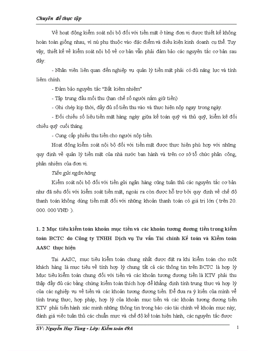 image for page Hoàn thiện quy trình kiểm toán khoản mục tiền và các khoản tương đương tiền trên BCTC tại Công ty TNHH Dịch vụ Tư vấn Tài chính Kế toán và Kiểm toán AASC 1