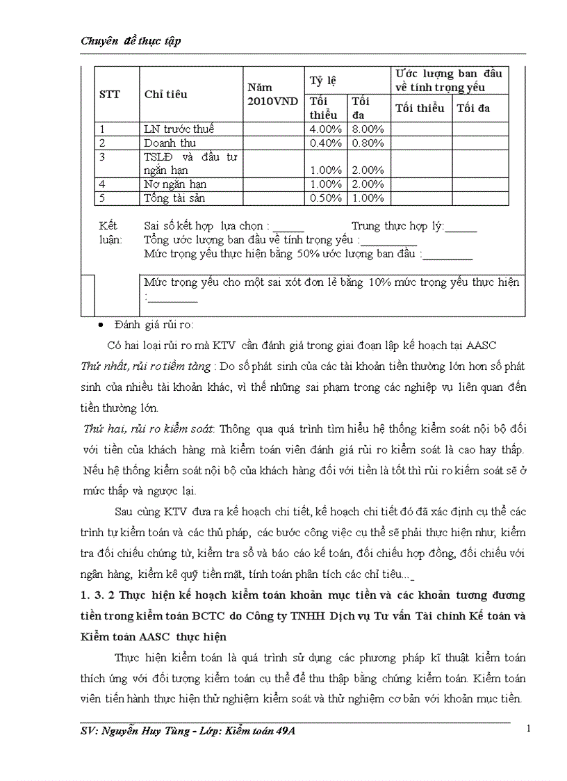 image for page Hoàn thiện quy trình kiểm toán khoản mục tiền và các khoản tương đương tiền trên BCTC tại Công ty TNHH Dịch vụ Tư vấn Tài chính Kế toán và Kiểm toán AASC 1