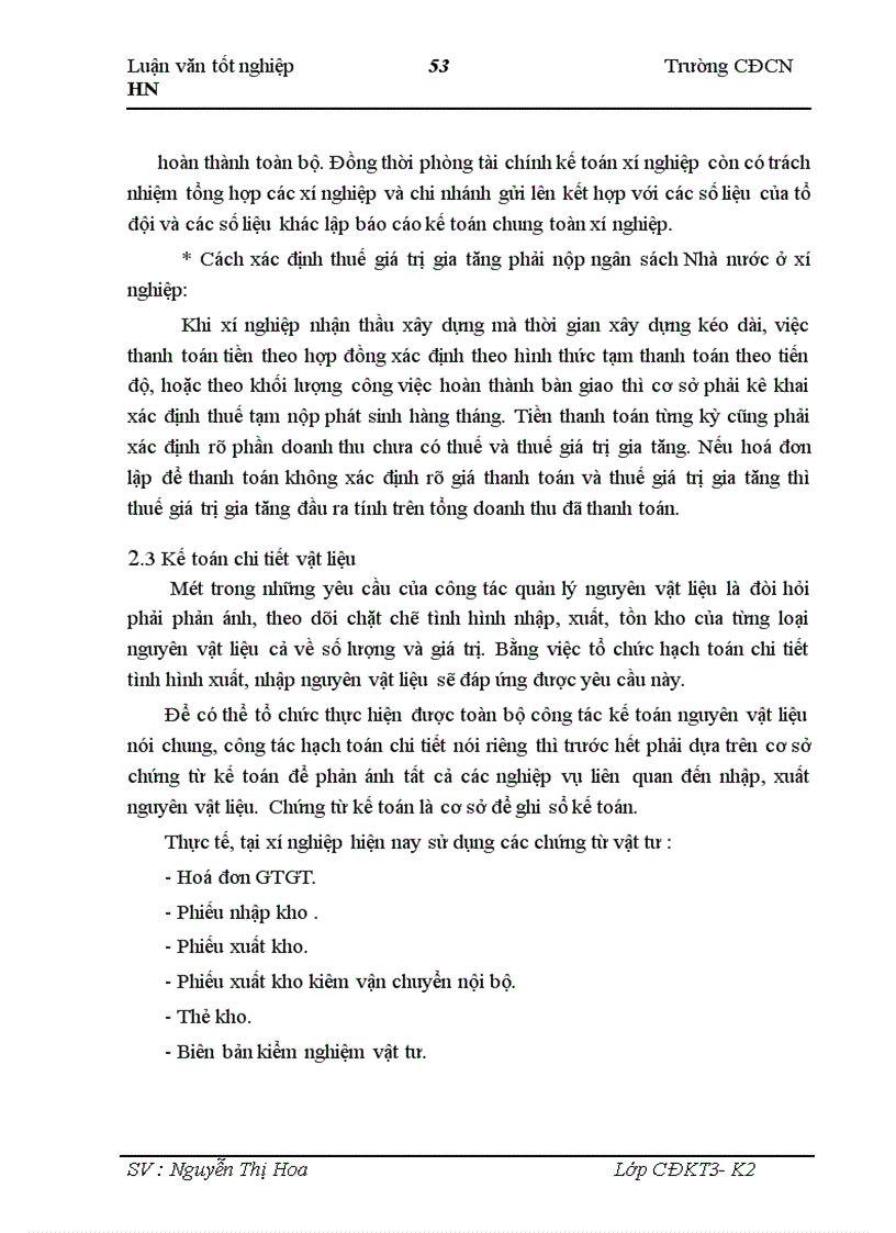 image for page Công tác kế toán nguyên vật liệu tại Xí nghiệp xây dựng công trình II 1