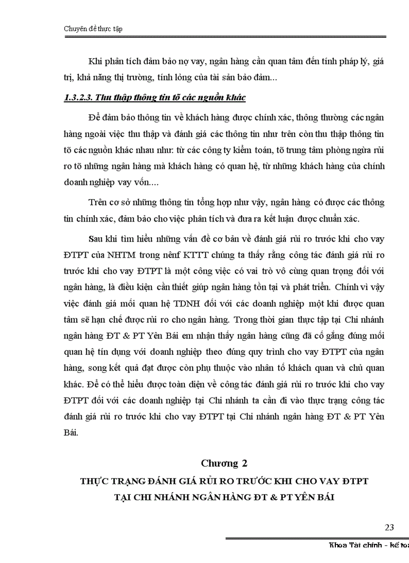 image for page Đánh giá rủi ro trước khi cho vay ĐTPT tại Chi nhánh ngân hàng ĐT PT Yên Bái 1