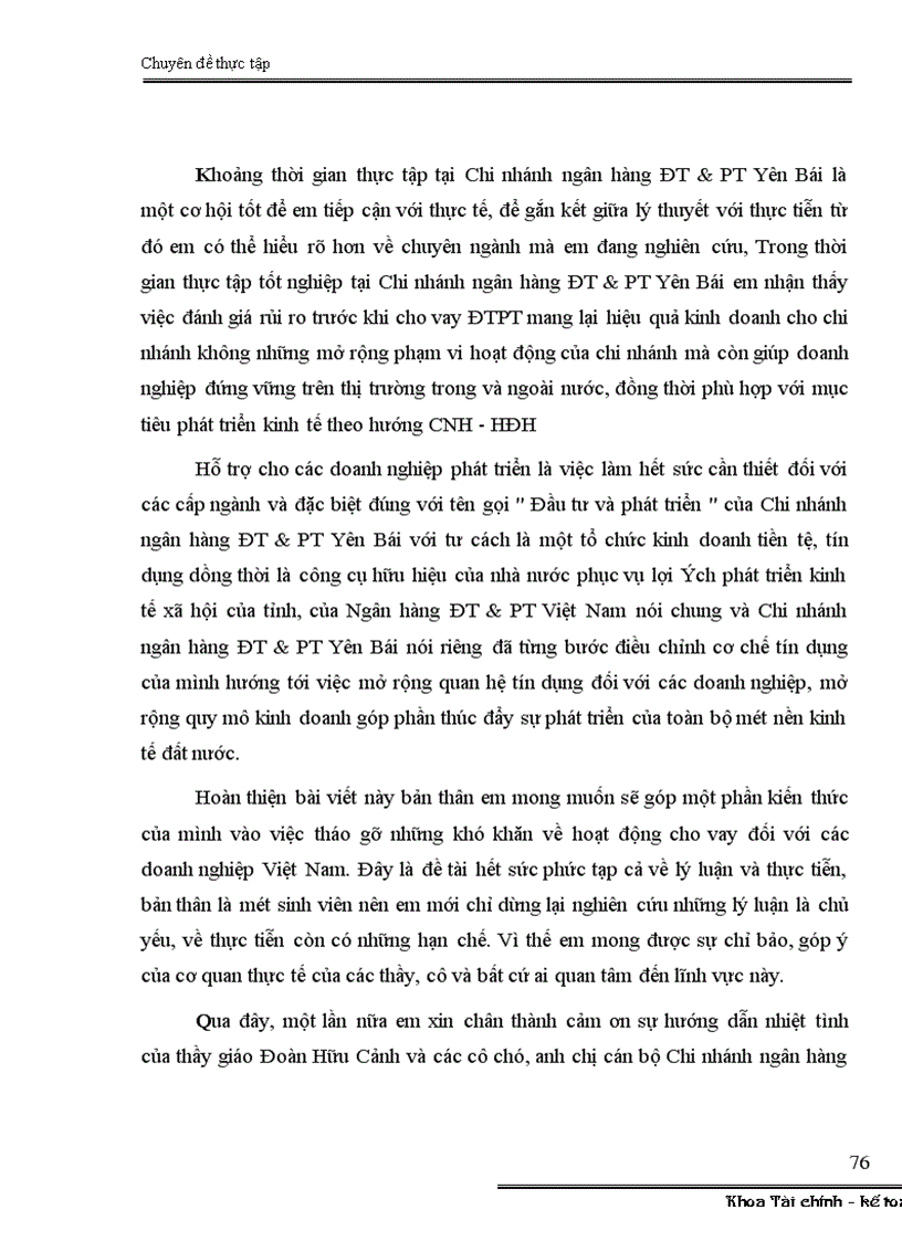 image for page Đánh giá rủi ro trước khi cho vay ĐTPT tại Chi nhánh ngân hàng ĐT PT Yên Bái 1