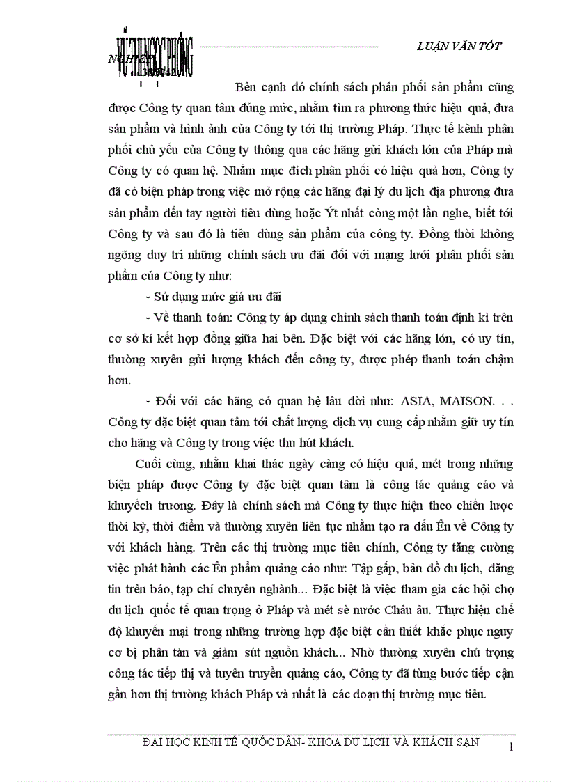 image for page Các giải pháp nhằm duy trì và mở rộng thị trường khách du lịch là người Pháp của Công ty du lịch Việt Nam tại Hà Nội