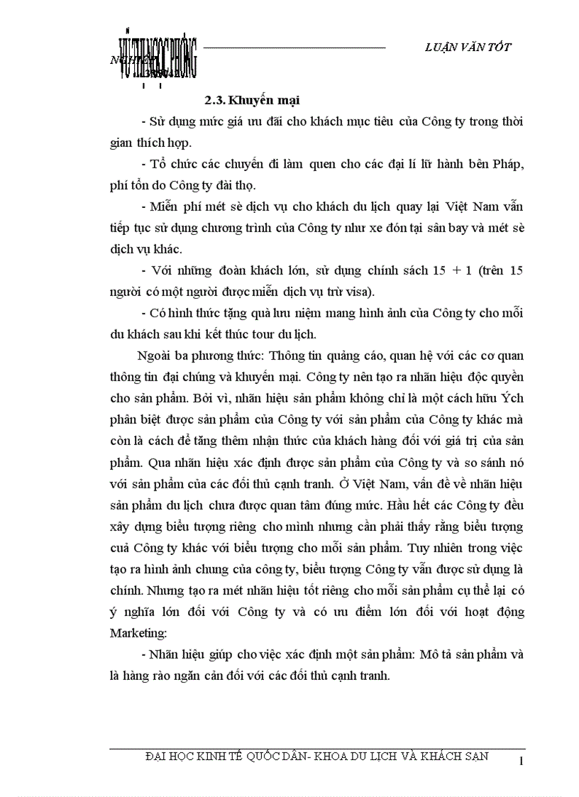 image for page Các giải pháp nhằm duy trì và mở rộng thị trường khách du lịch là người Pháp của Công ty du lịch Việt Nam tại Hà Nội