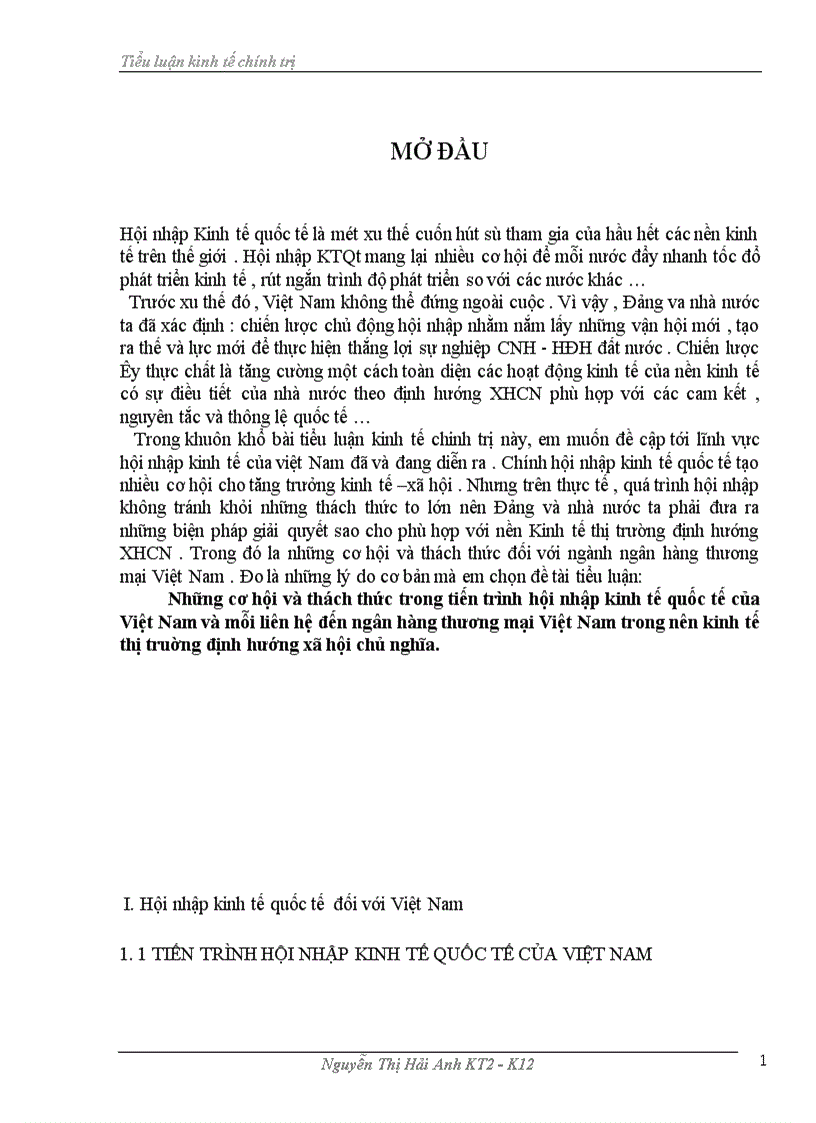 image for page Những cơ hội và thách thức trong tiến trình hội nhập kinh tế quốc tế của Việt Nam và mỗi liên hệ đến ngân hàng thương mại Việt Nam trong nên kinh tế thị truờng định hướng xã hội chủ nghĩa