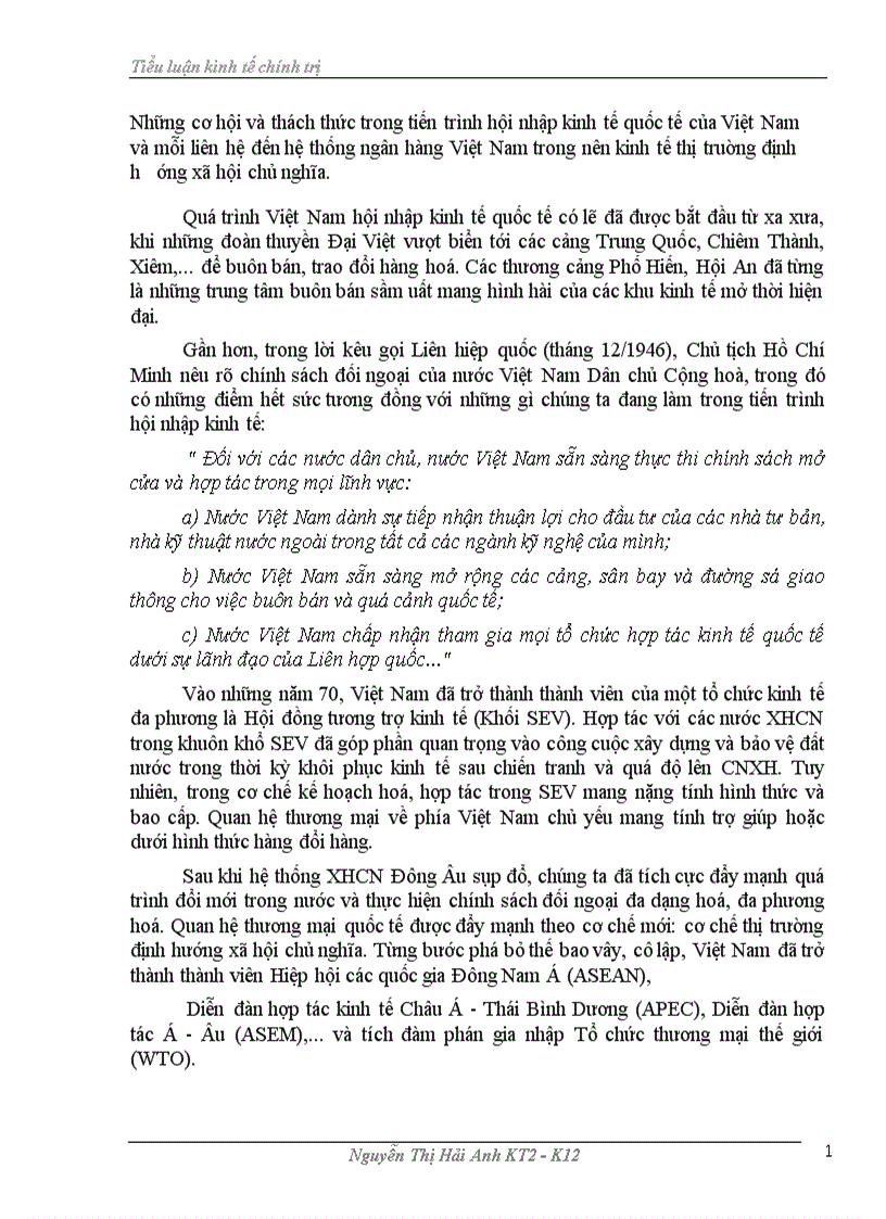 image for page Những cơ hội và thách thức trong tiến trình hội nhập kinh tế quốc tế của Việt Nam và mỗi liên hệ đến ngân hàng thương mại Việt Nam trong nên kinh tế thị truờng định hướng xã hội chủ nghĩa