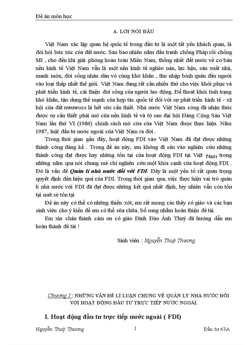 Quản lý nhà nước đối với hoạt động đầu tư trực tiếp nước ngoài ở Việt Nam 1