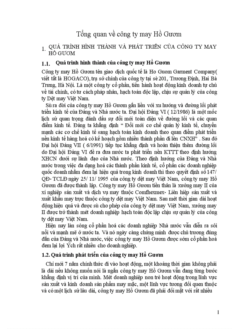 image for page Đặc điểm tổ chức một số phần hành kế toán chủ yếu tại công ty may Hồ Gươm