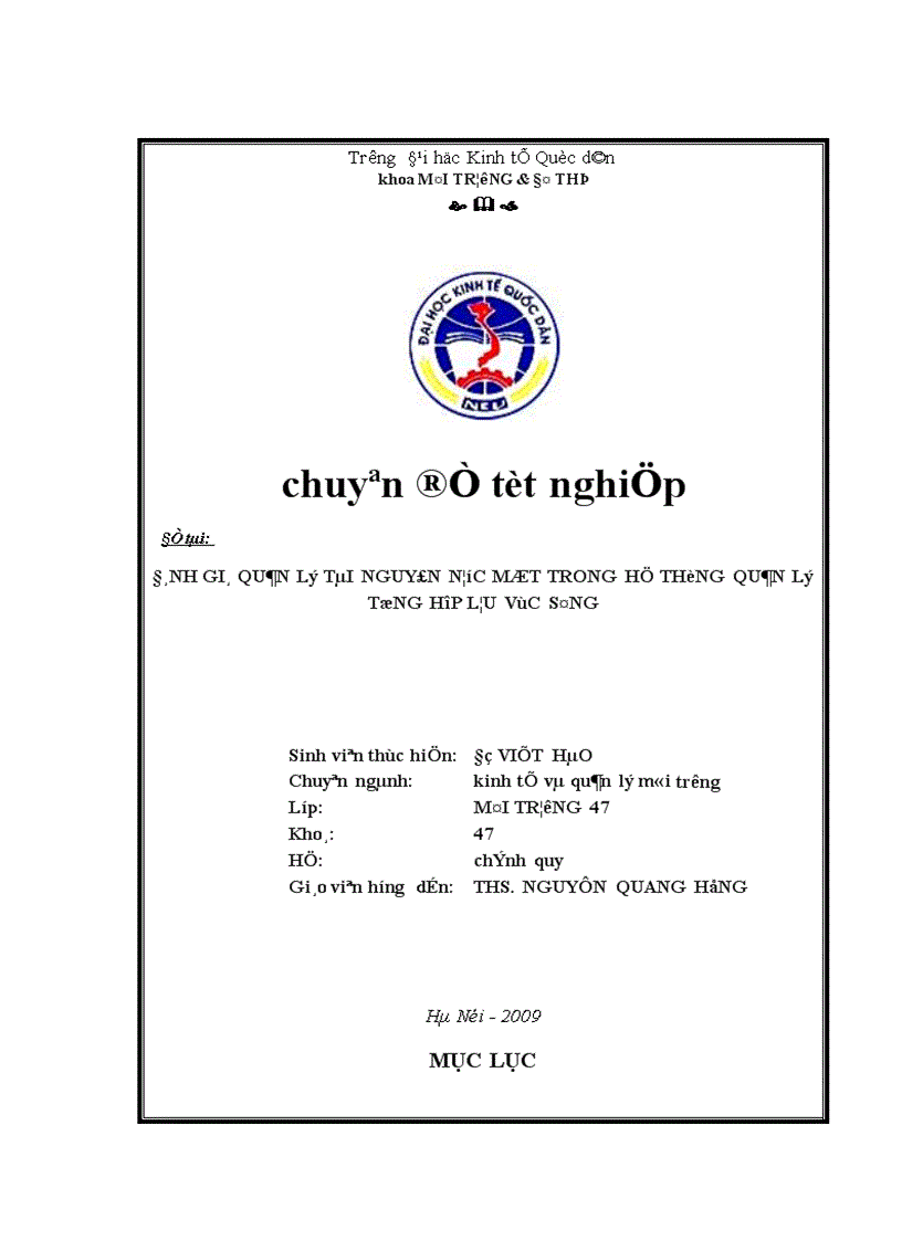 Đánh giá quản lý tài nguyên nước mặt trong hệ thống quản lý tổng hợp lưu vực sông 1