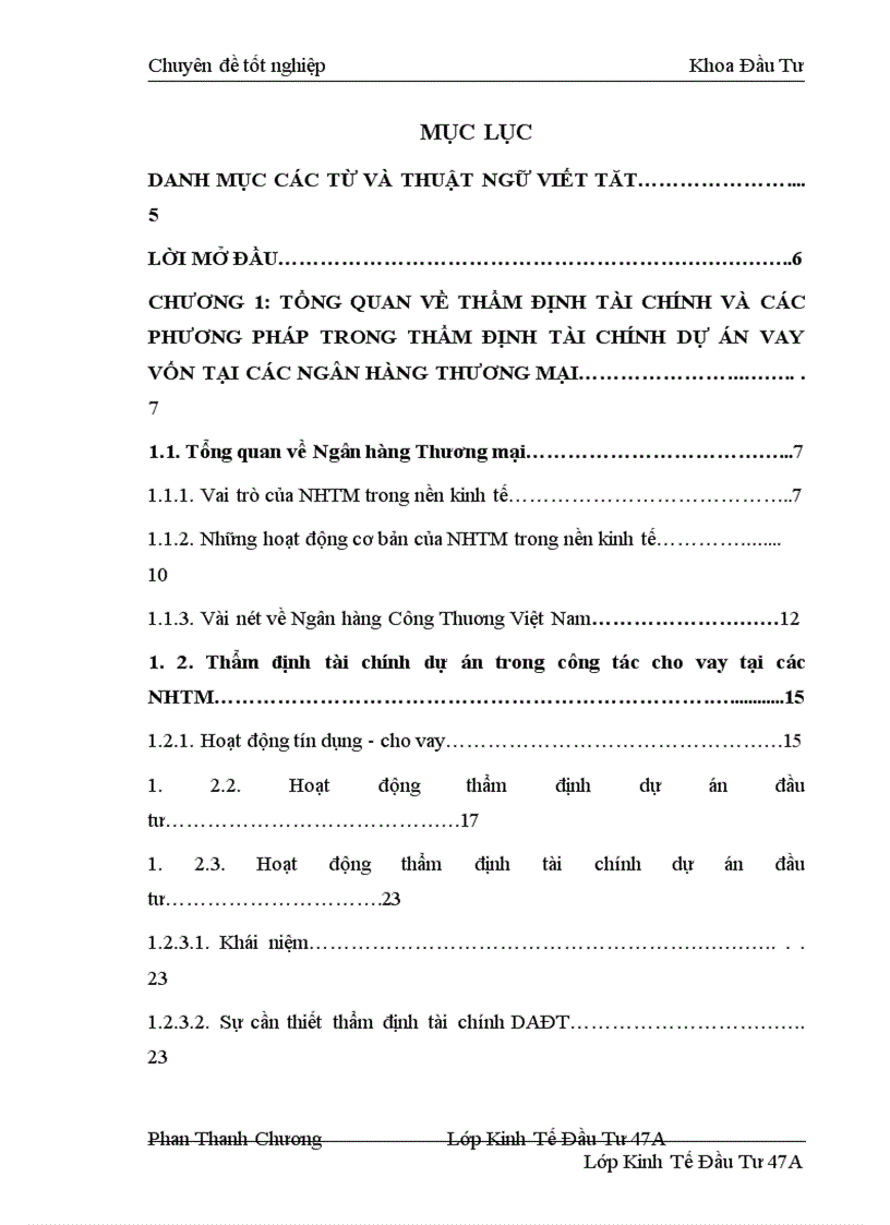 image for page Các phương pháp chủ yếu được áp dụng trong thẩm định tài chính dự án đầu tư tại Chi nhánh Ngân hàng Công Thương Thanh Xuân Thực trạng và một số ý kiến đề xuất 1