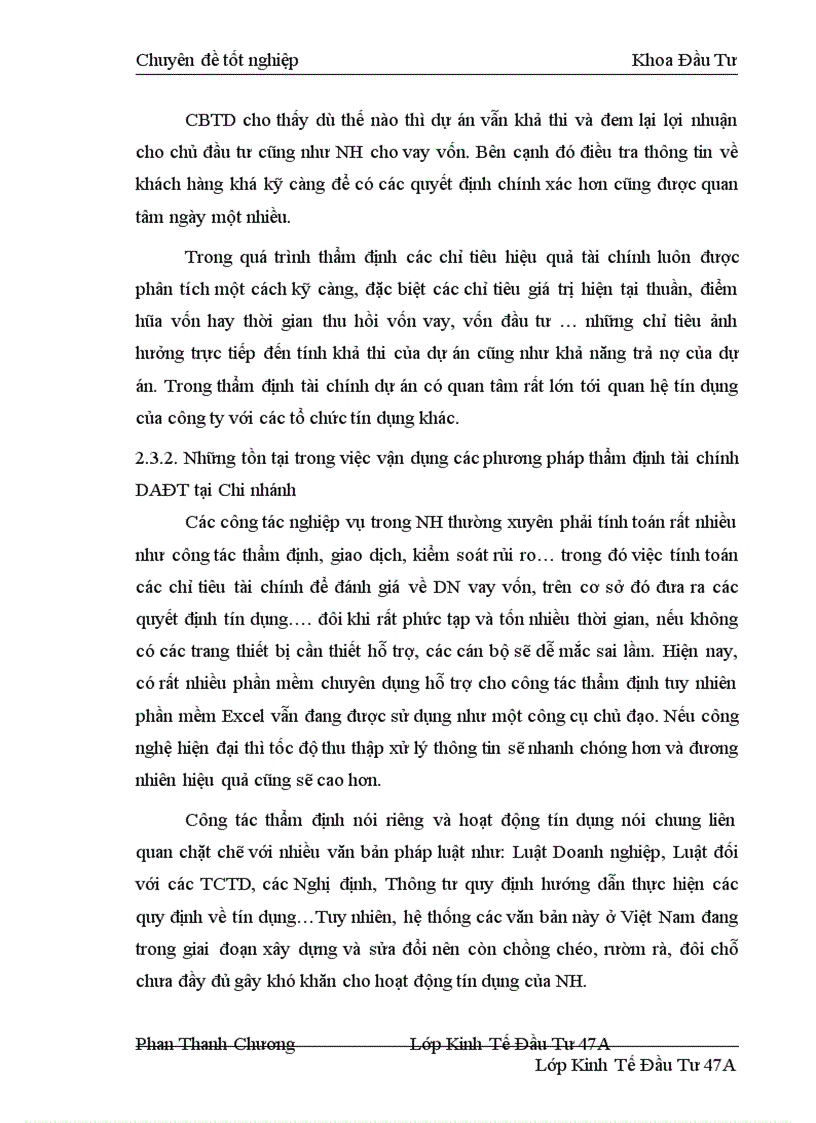 image for page Các phương pháp chủ yếu được áp dụng trong thẩm định tài chính dự án đầu tư tại Chi nhánh Ngân hàng Công Thương Thanh Xuân Thực trạng và một số ý kiến đề xuất 1