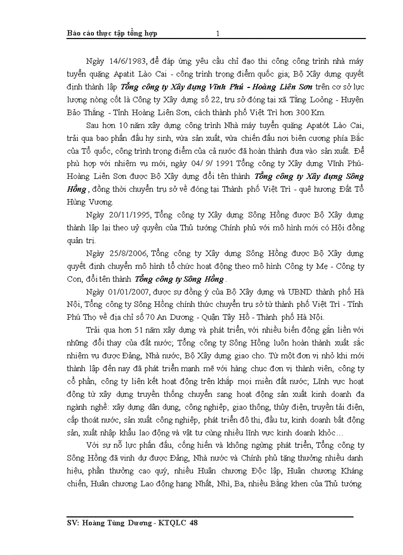 image for page Báo cáo thực tập tổng hợp của Tổng công ty Sông Hồng