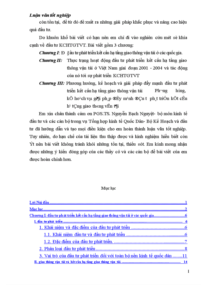 Đầu tư với sự phát triển kết cấu hạ tầng giao thông vận tải ở Việt Nam giai đoạn 2001 2010 1