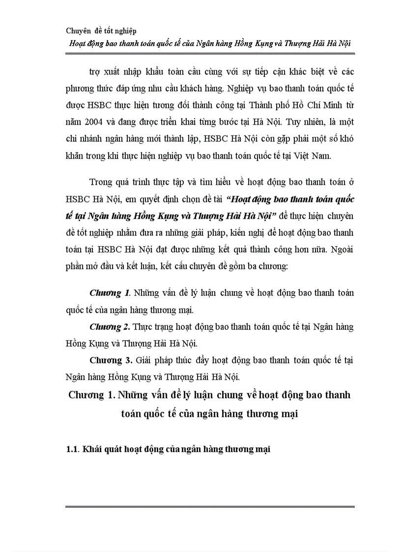 image for page Hoạt động bao thanh toán quốc tế tại Ngân hàng Hồng Kông và Thượng Hải Hà Nội
