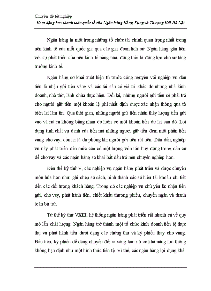 image for page Hoạt động bao thanh toán quốc tế tại Ngân hàng Hồng Kông và Thượng Hải Hà Nội