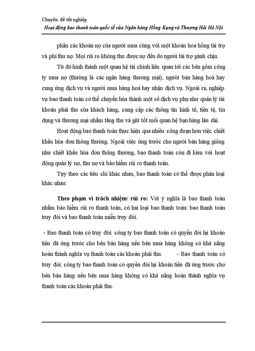 image for page Hoạt động bao thanh toán quốc tế tại Ngân hàng Hồng Kông và Thượng Hải Hà Nội