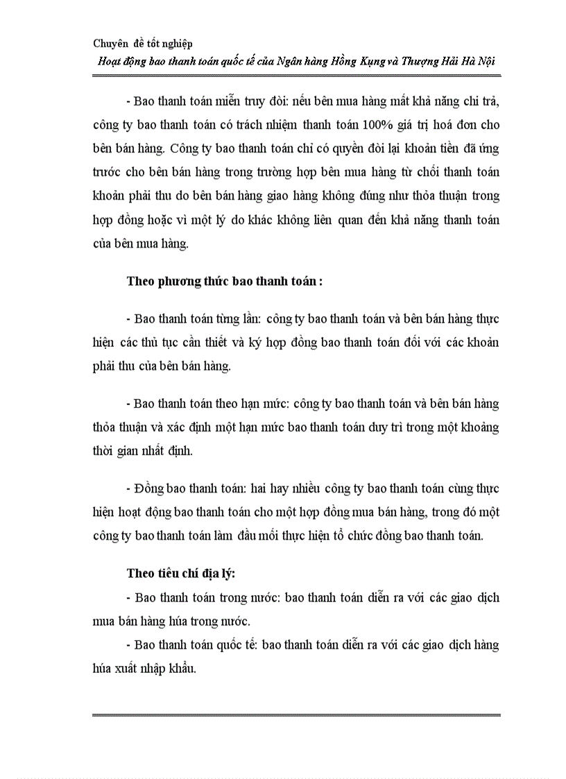 image for page Hoạt động bao thanh toán quốc tế tại Ngân hàng Hồng Kông và Thượng Hải Hà Nội
