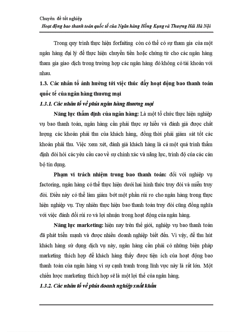 image for page Hoạt động bao thanh toán quốc tế tại Ngân hàng Hồng Kông và Thượng Hải Hà Nội