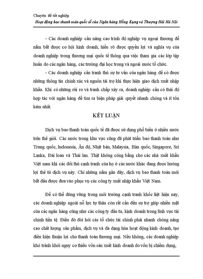 image for page Hoạt động bao thanh toán quốc tế tại Ngân hàng Hồng Kông và Thượng Hải Hà Nội
