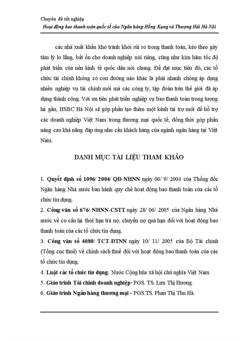 image for page Hoạt động bao thanh toán quốc tế tại Ngân hàng Hồng Kông và Thượng Hải Hà Nội