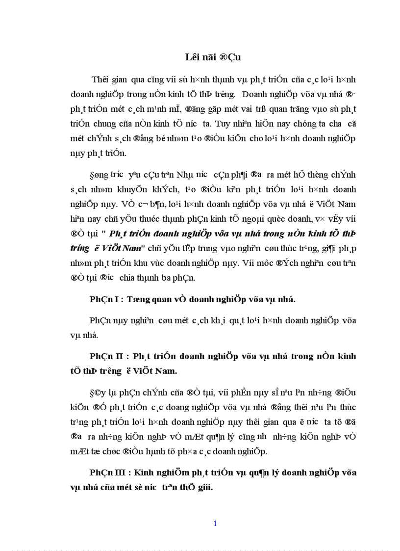 Phát triển doanh nghiệp vừa và nhỏ trong nền kinh tế thị trường ở Việt Nam 1