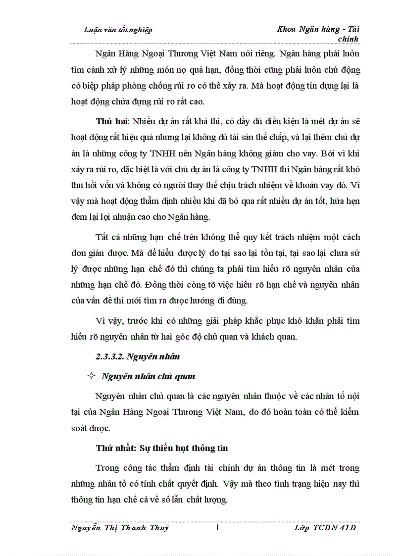 image for page Nâng cao chất lượng thẩm định tài chính dự án trong hoạt động cho vay tại Ngân Hàng Ngoại Thương Việt Nam 1
