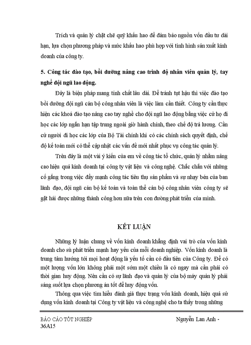 image for page Vốn kinh doanh và những biện pháp nâng cao hiệu quả sử dụng vốn kinh doanh ở Công ty vật liệu và công nghệ 1